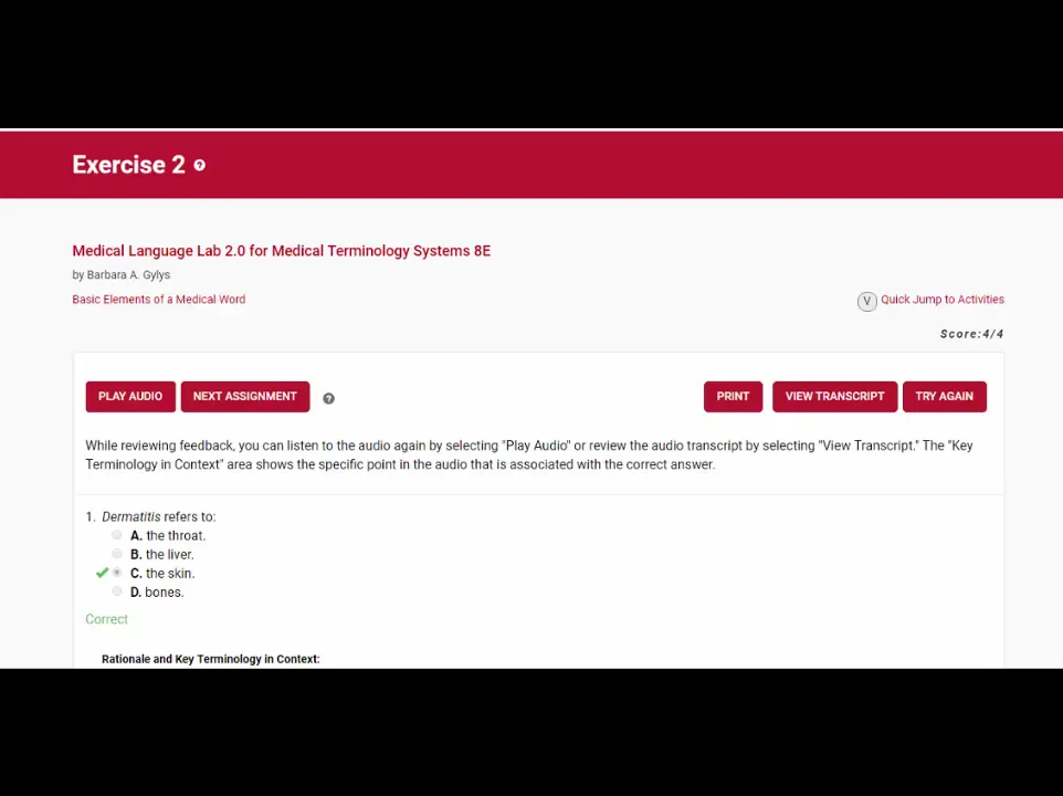 Medical Language Lab Submitting Work to Your Instructor's Gradebook