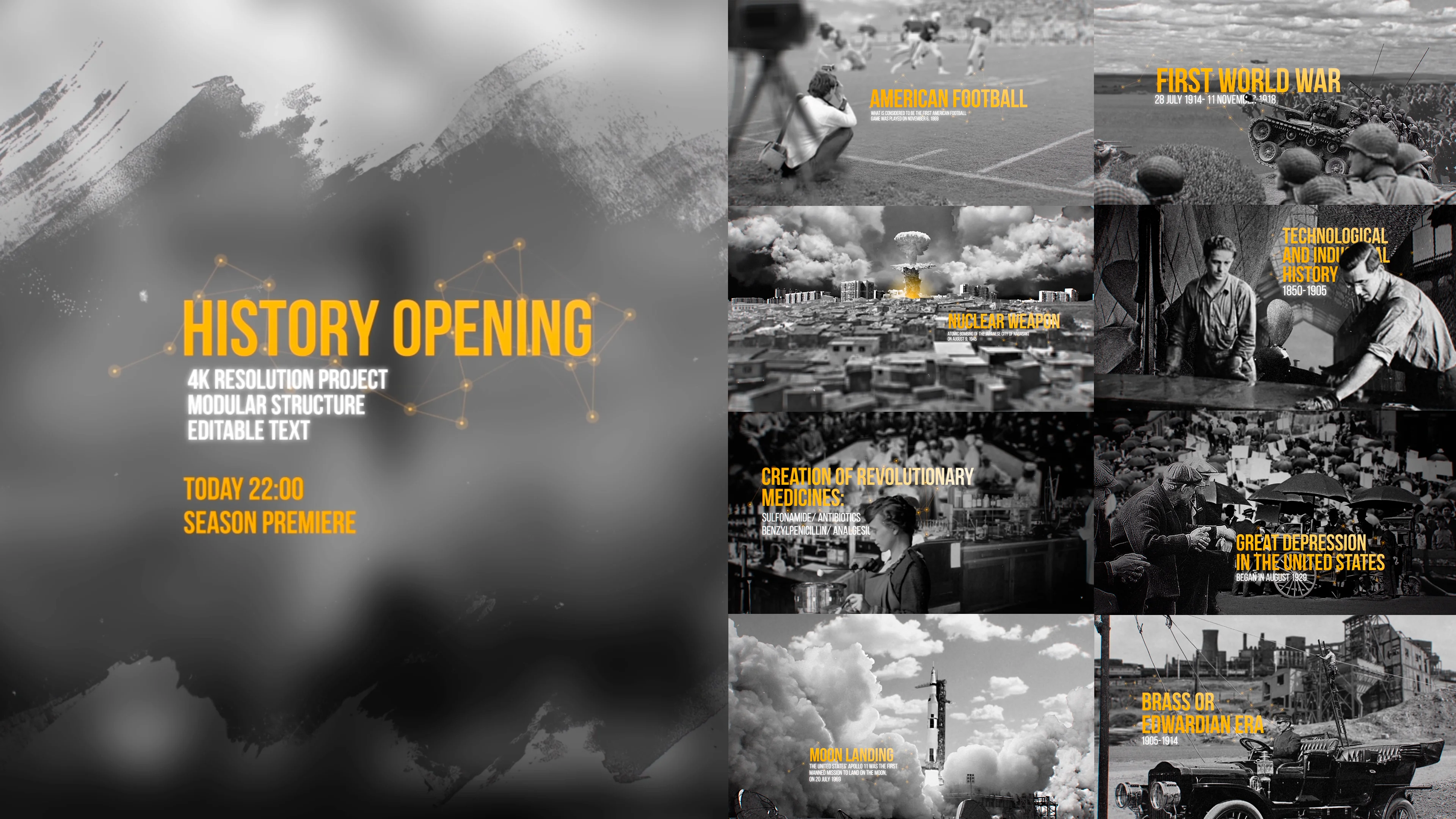 The world opening. World War after Effects Project. History Promo after Effects. History War after Effects. Videohive - Brush History slideshow Retro Vintage Opener old Memories photo album World War.