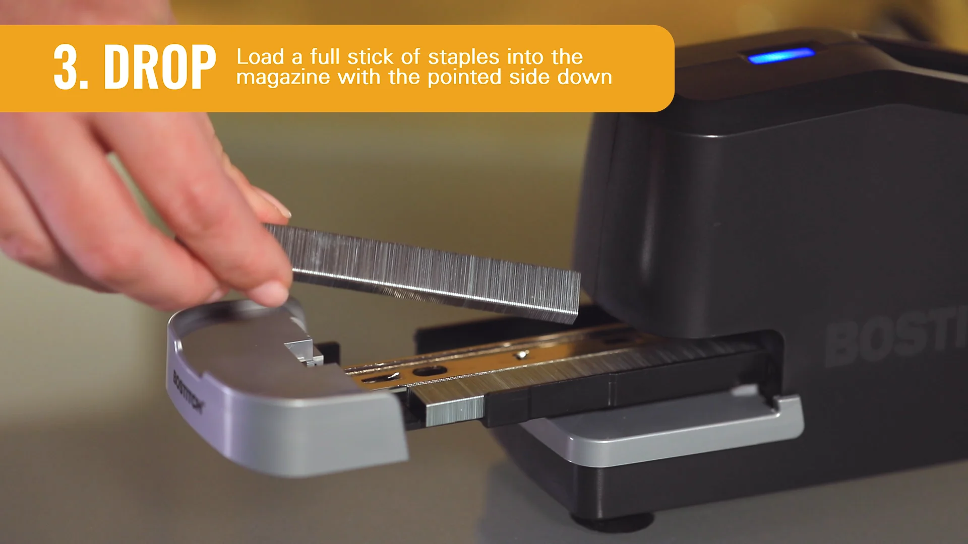 How to Load Your Bostitch® Impulse 25™ Electric Stapler on Vimeo