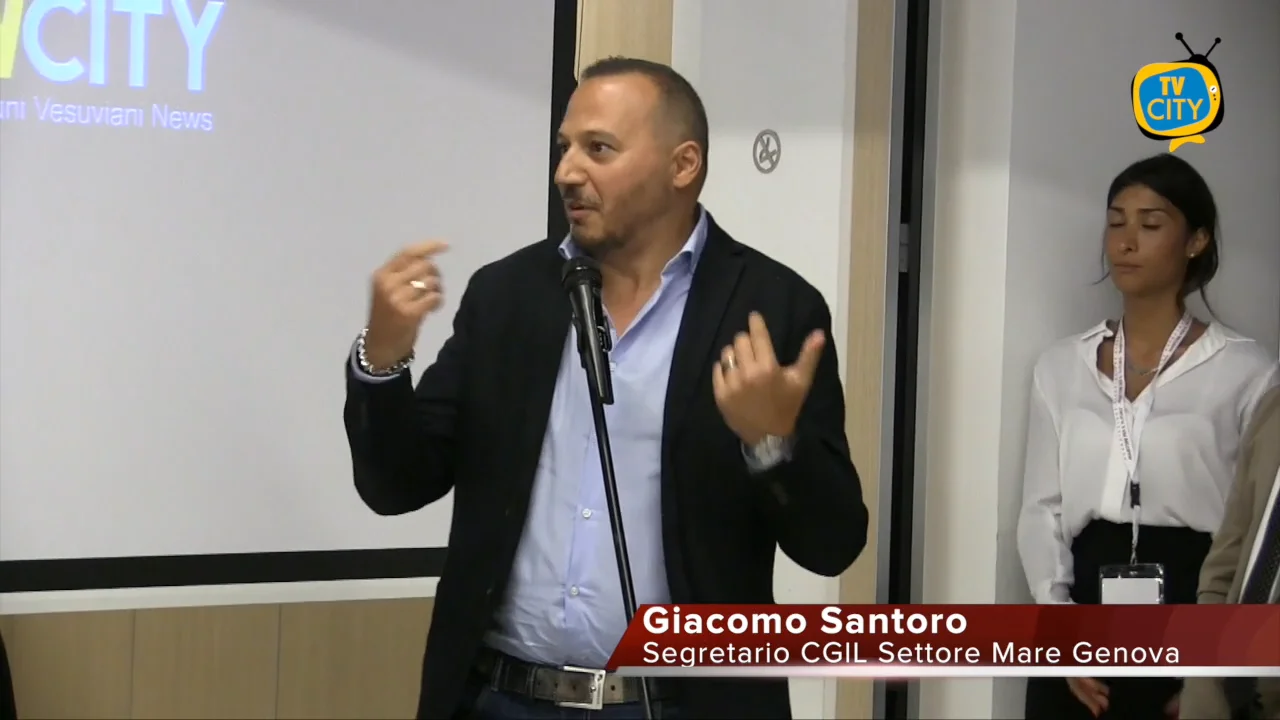 Intervento di G. Santoro (Segr. CGIL settore Mare Genova) durante il convegno Italia marittimi