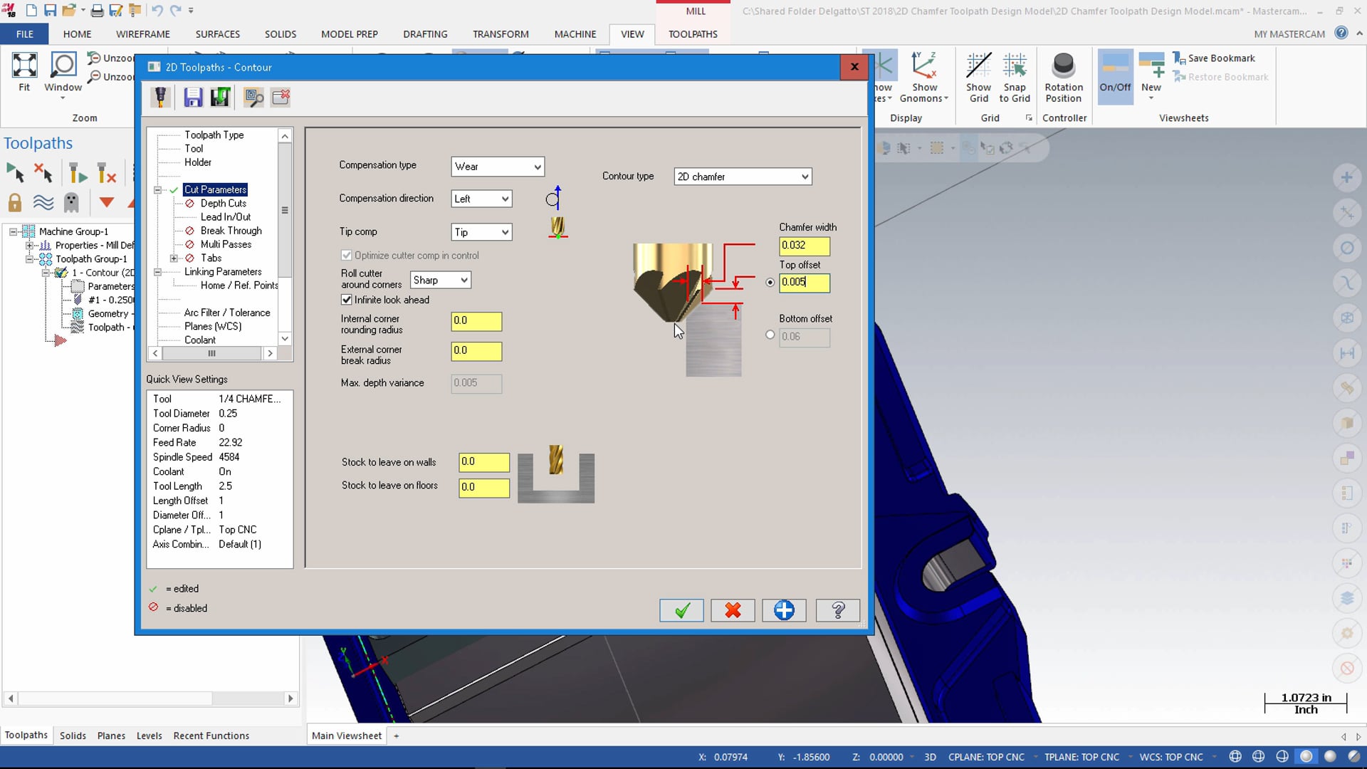 2D Chamfer Top Offset