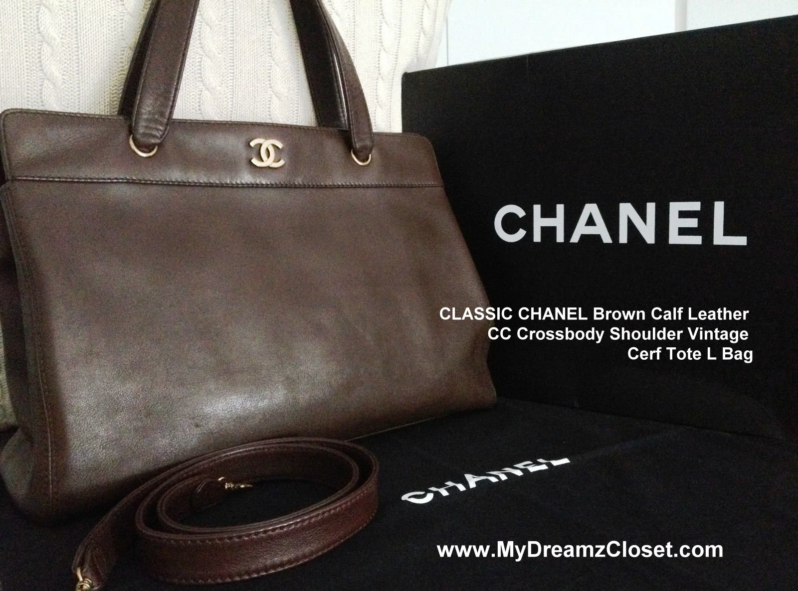 CLASSIC CHANEL Brown Calf Leather CC Crossbody Shoulder Vintage