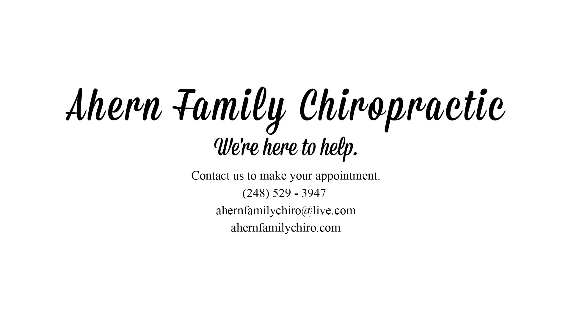 Ahern Family Chiropractic Documentary Film