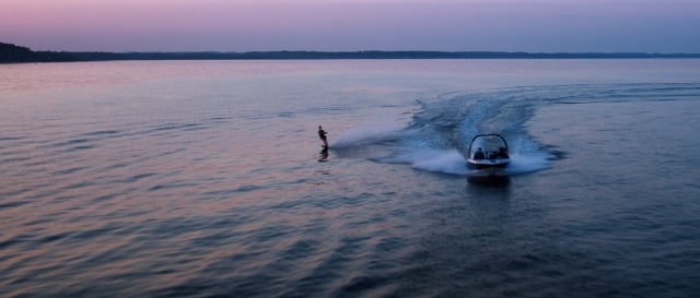 Water skiing in the Sunset
