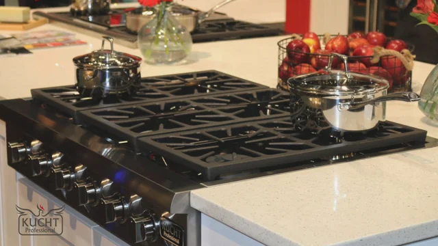 Kucht Professional 36 in. Natural GAS Range Top in Stainless Steel and Tuxedo Black Knobs with 6 Burners