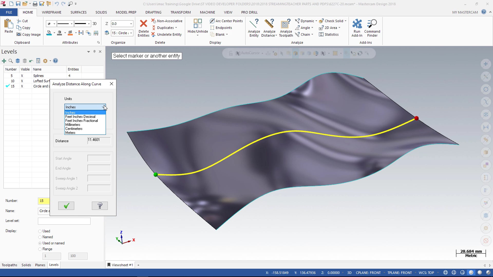 Analyze Distance Along a Curve