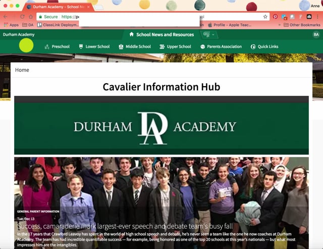 Veracross Parent Portal Guide | Durham Academy
