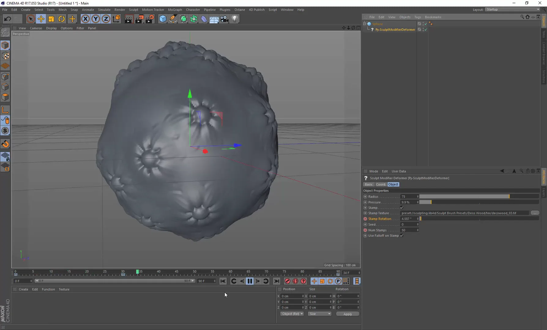 Installing C4D Python SDK Examples and how to use the SculptModifierDeformer