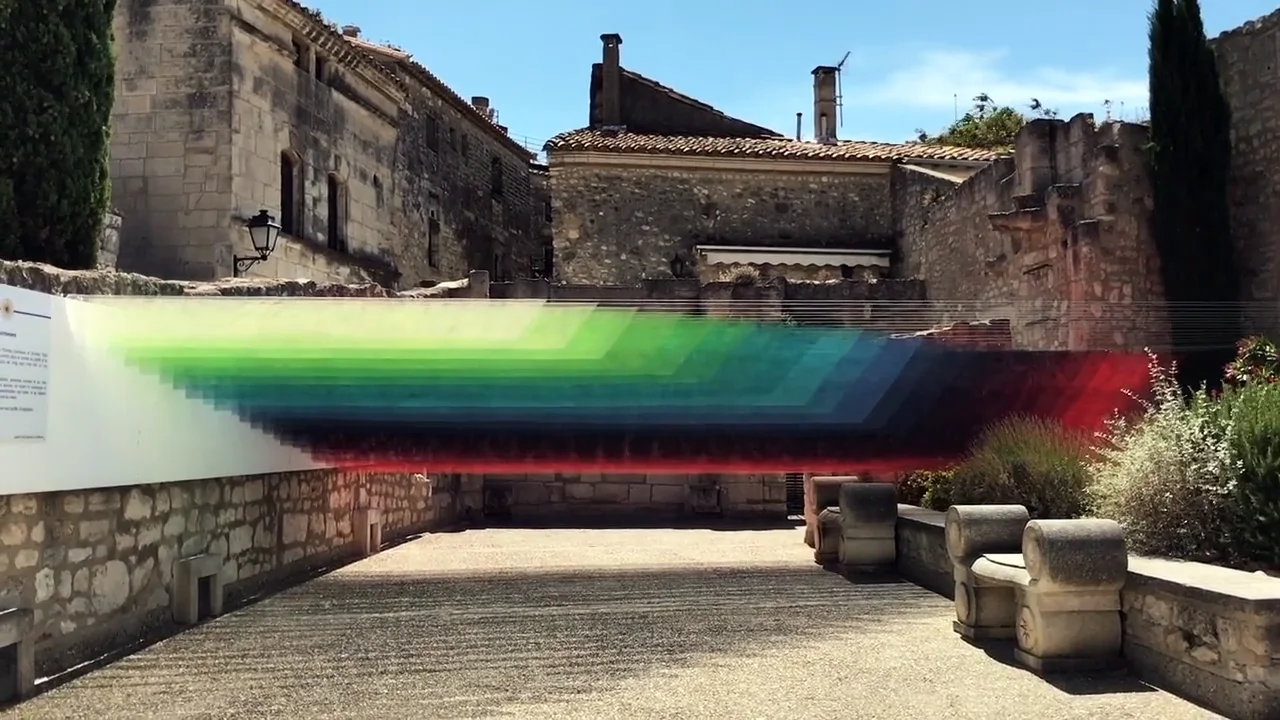 Colorful Installations of Spray Paint and Mesh Form