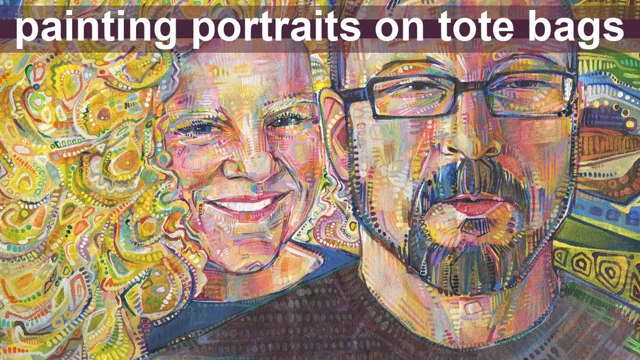 Painting Portraits on Tote Bags