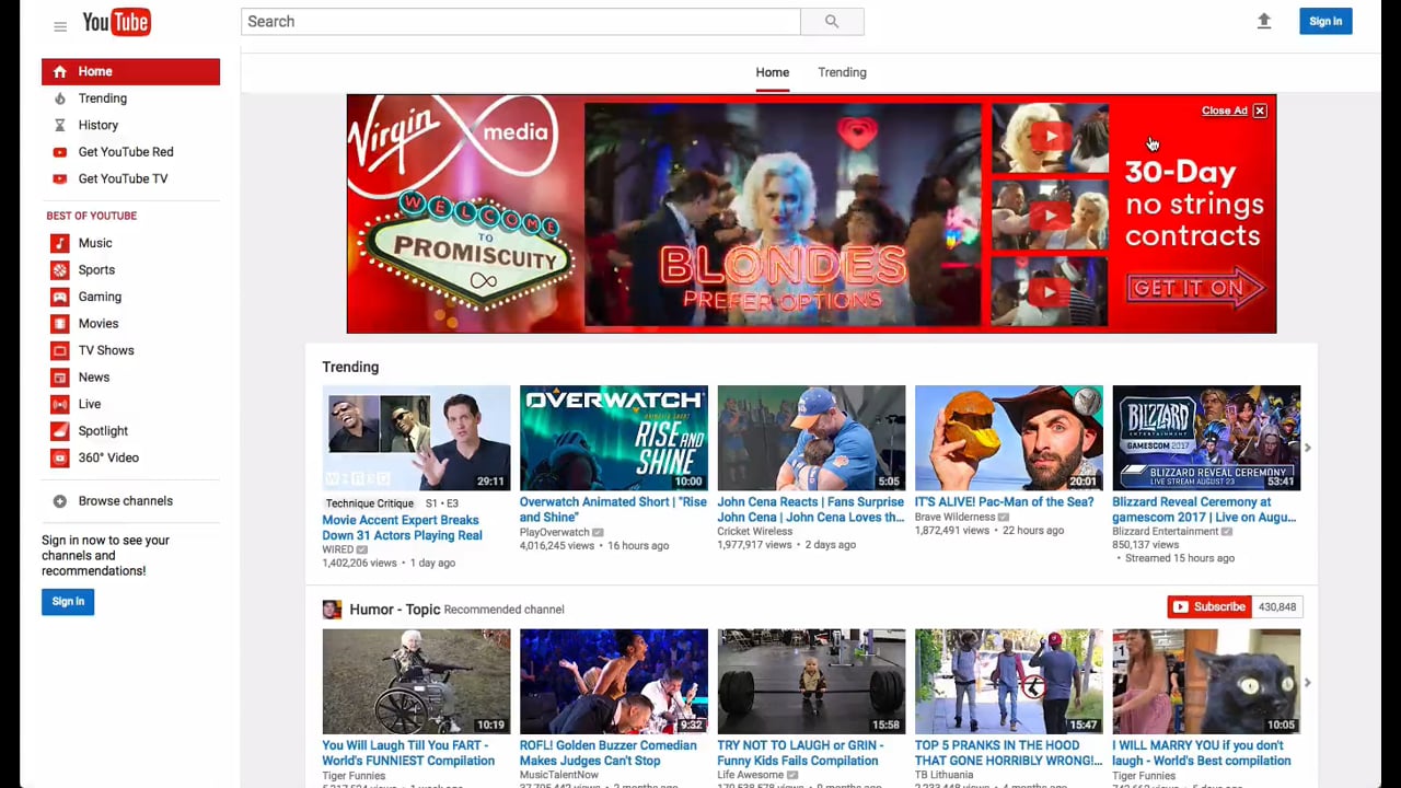 YouTube Masthead