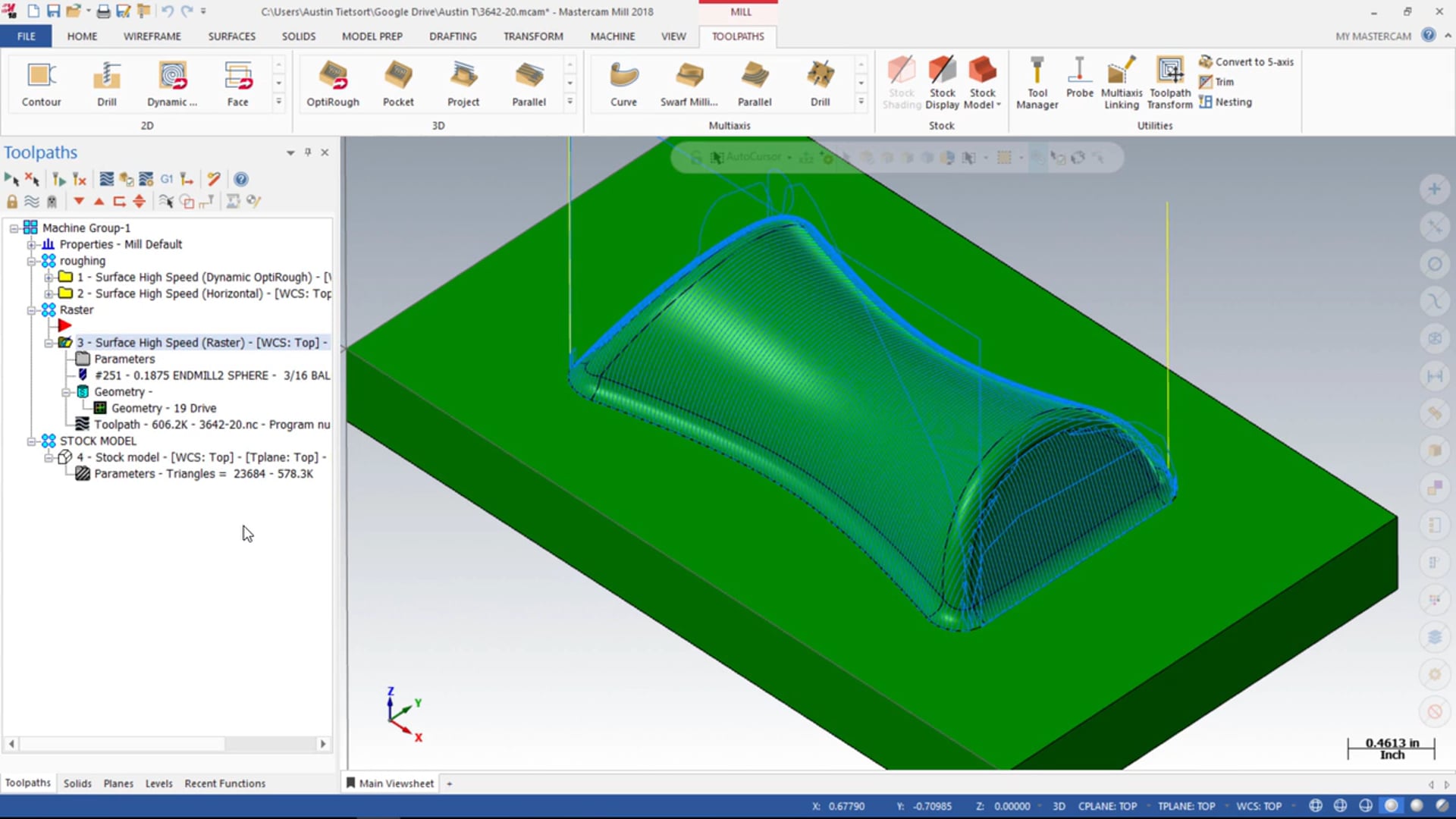 3D Mill Finishing Toolpaths