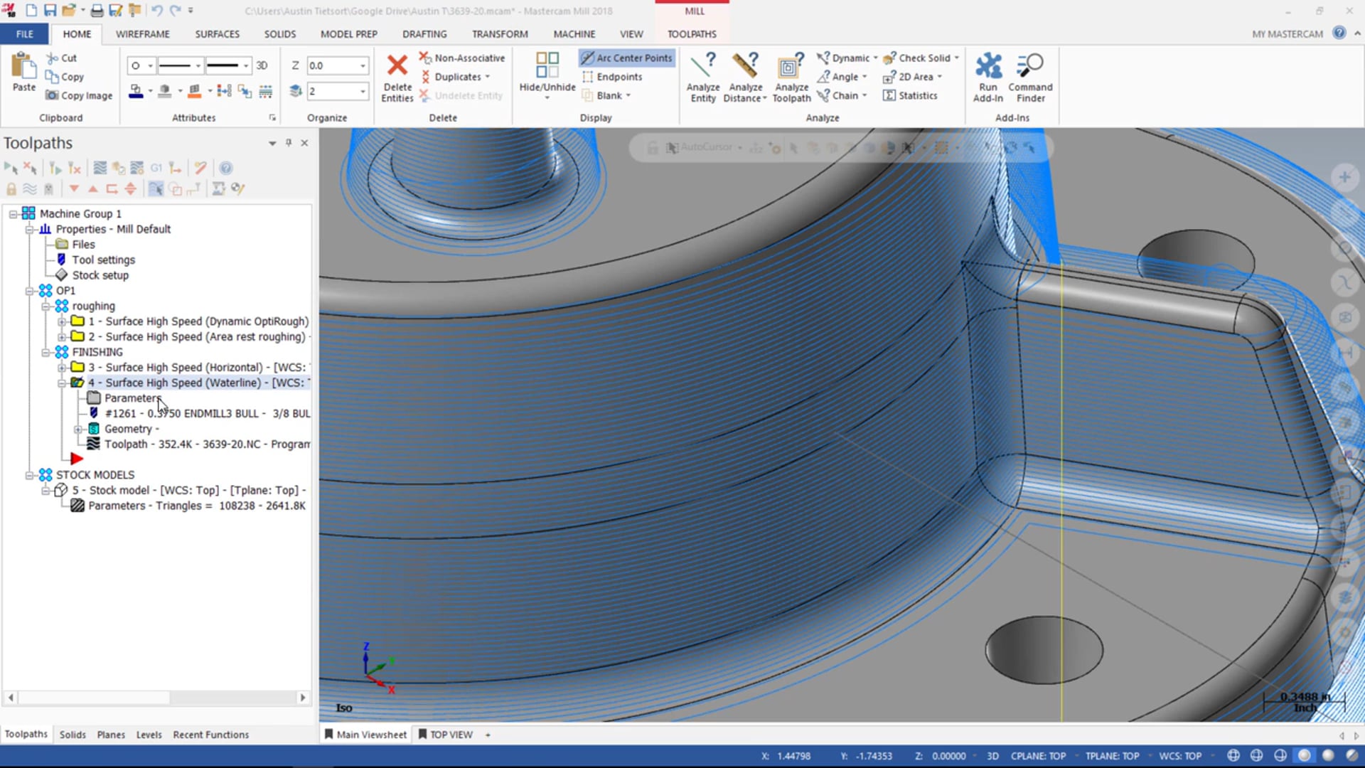 3D Mill Finishing Toolpaths