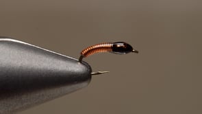 A fly vise holding a undefined after it is tied