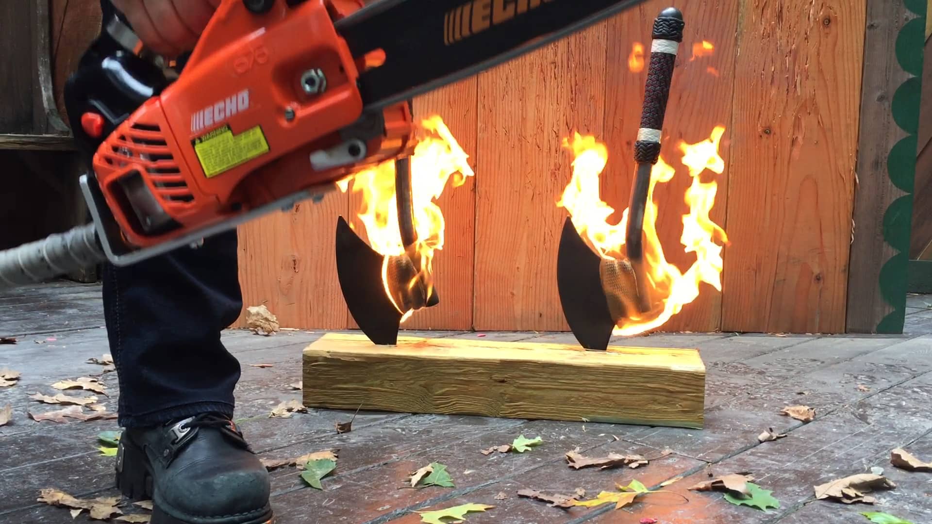 Aaron Bonk Fire Axes & Chainsaw Juggling on Vimeo