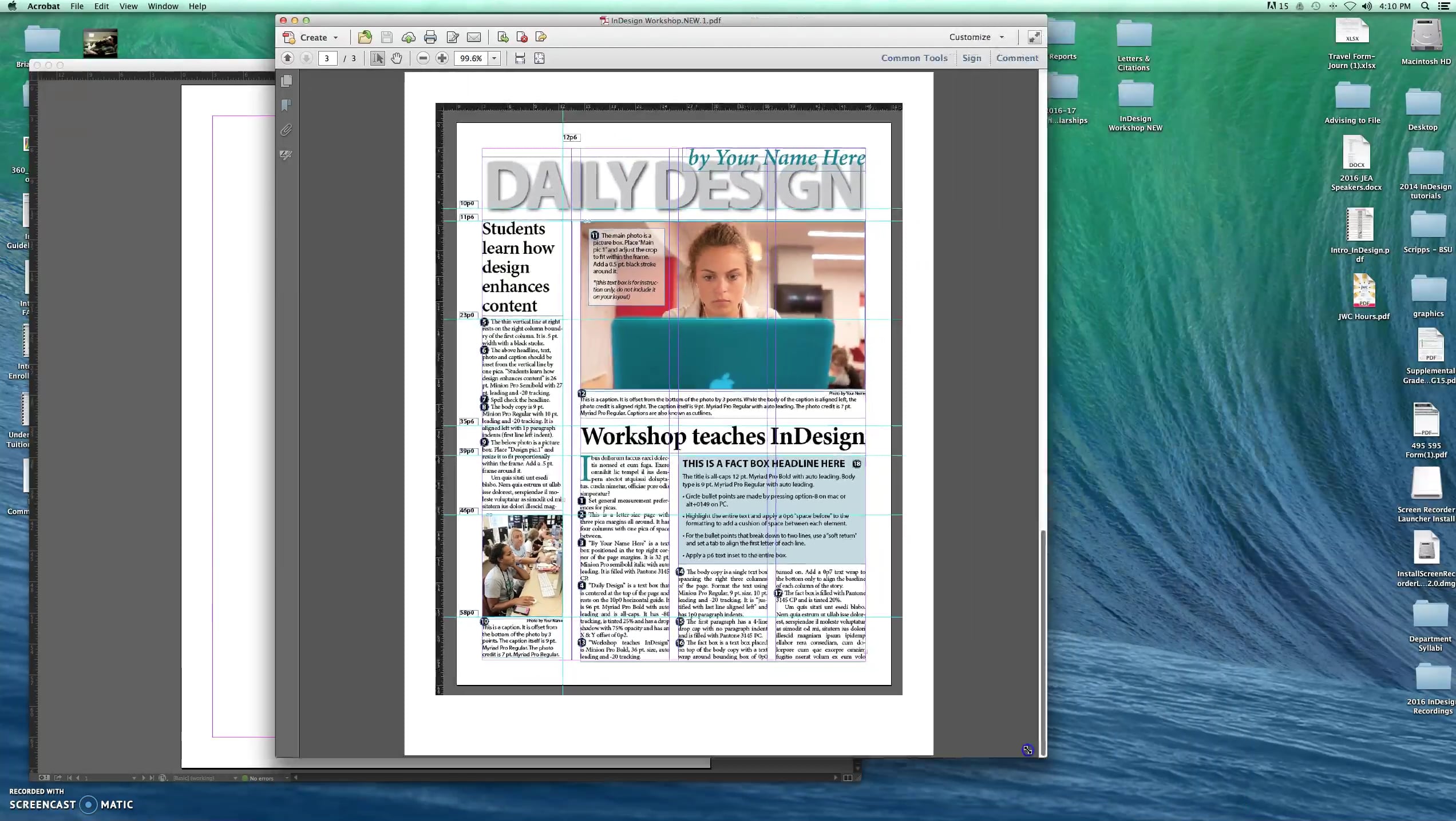 Adobe InDesign Workshop - Tutorial Step 3a-Screen Setup on Vimeo