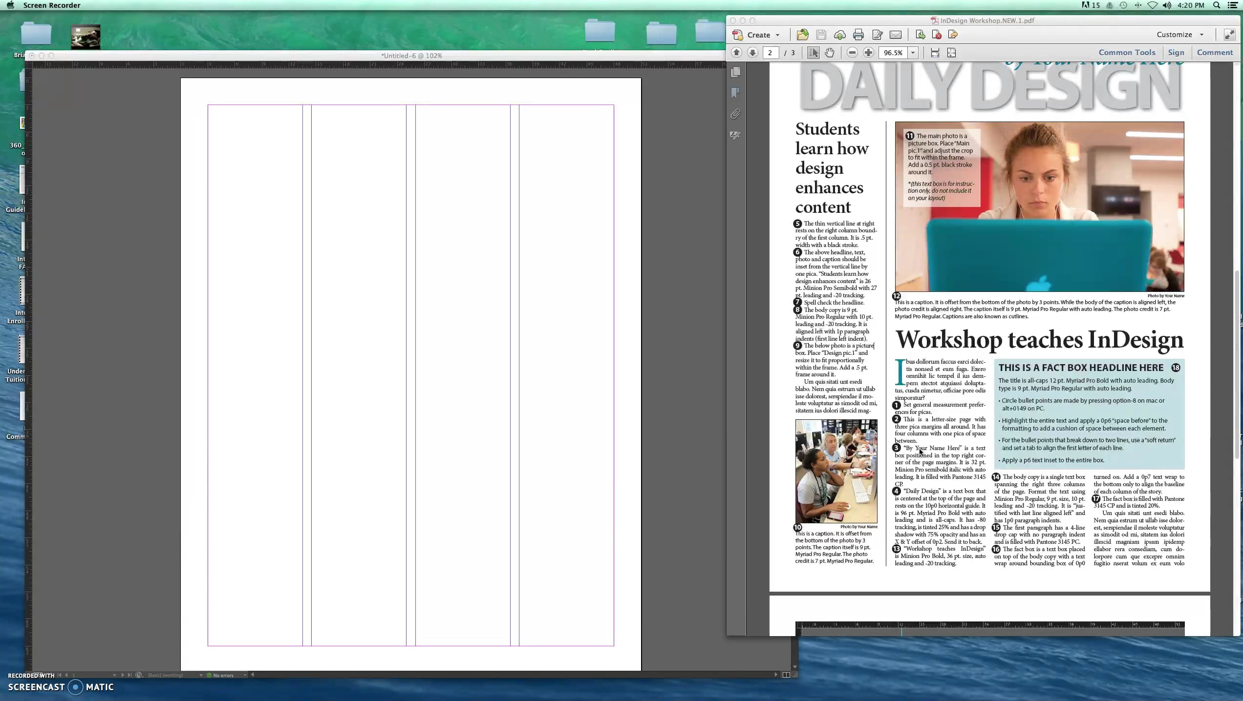 Adobe InDesign Workshop - Tutorial Step 3b-Type formatting for your ...