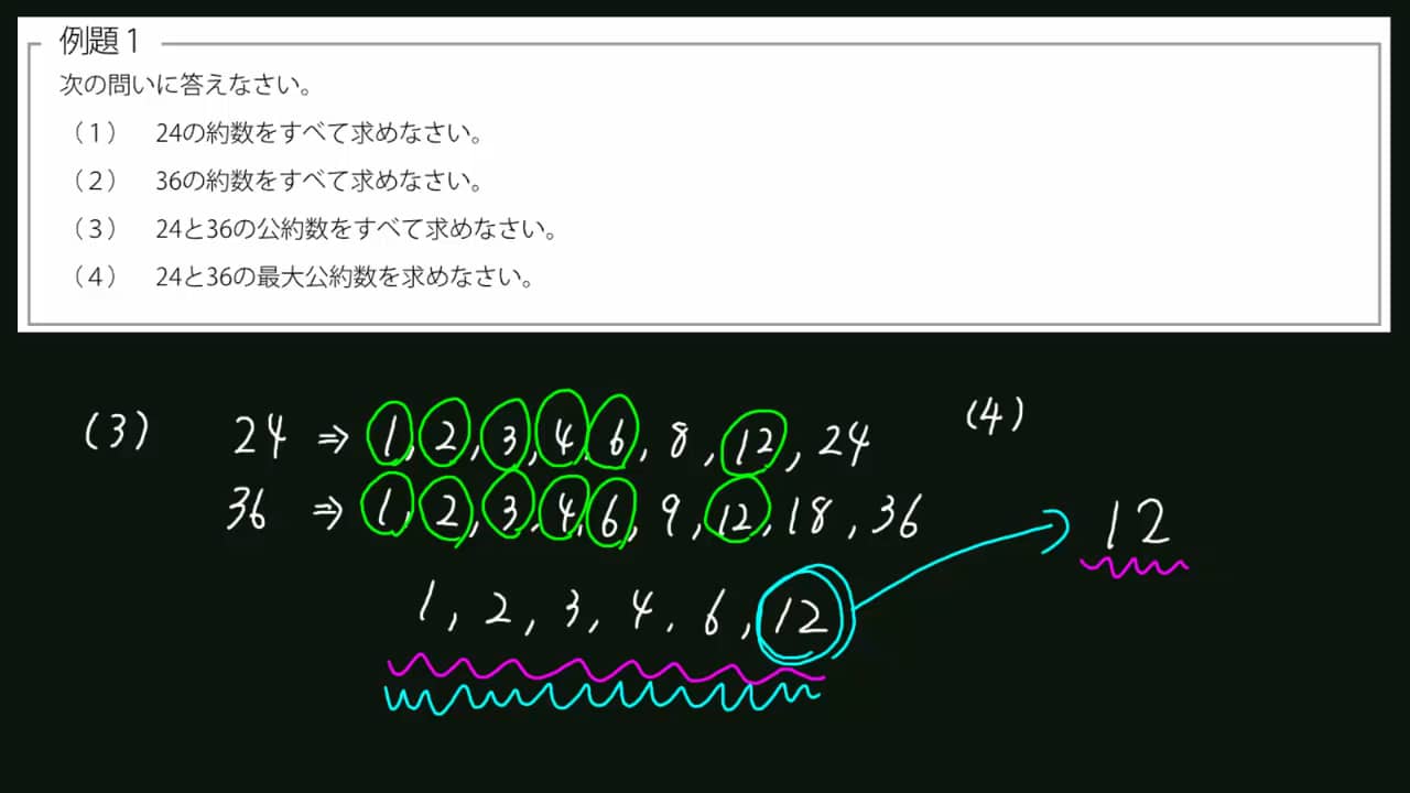 動画解説 みんなの算数オンライン 約数 公約数 最大公約数の入門