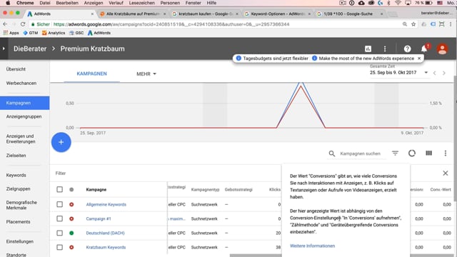 Klicks in der Suchanalyse auswerten