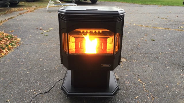 Lopi Pioneer Bay wood pellet stove 30K BTUs - set on high on Vimeo