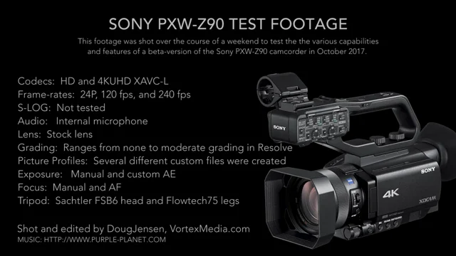 CAMESCOPE SONY PXW-Z90 - HD XAVC - CMOS 1'' 4K