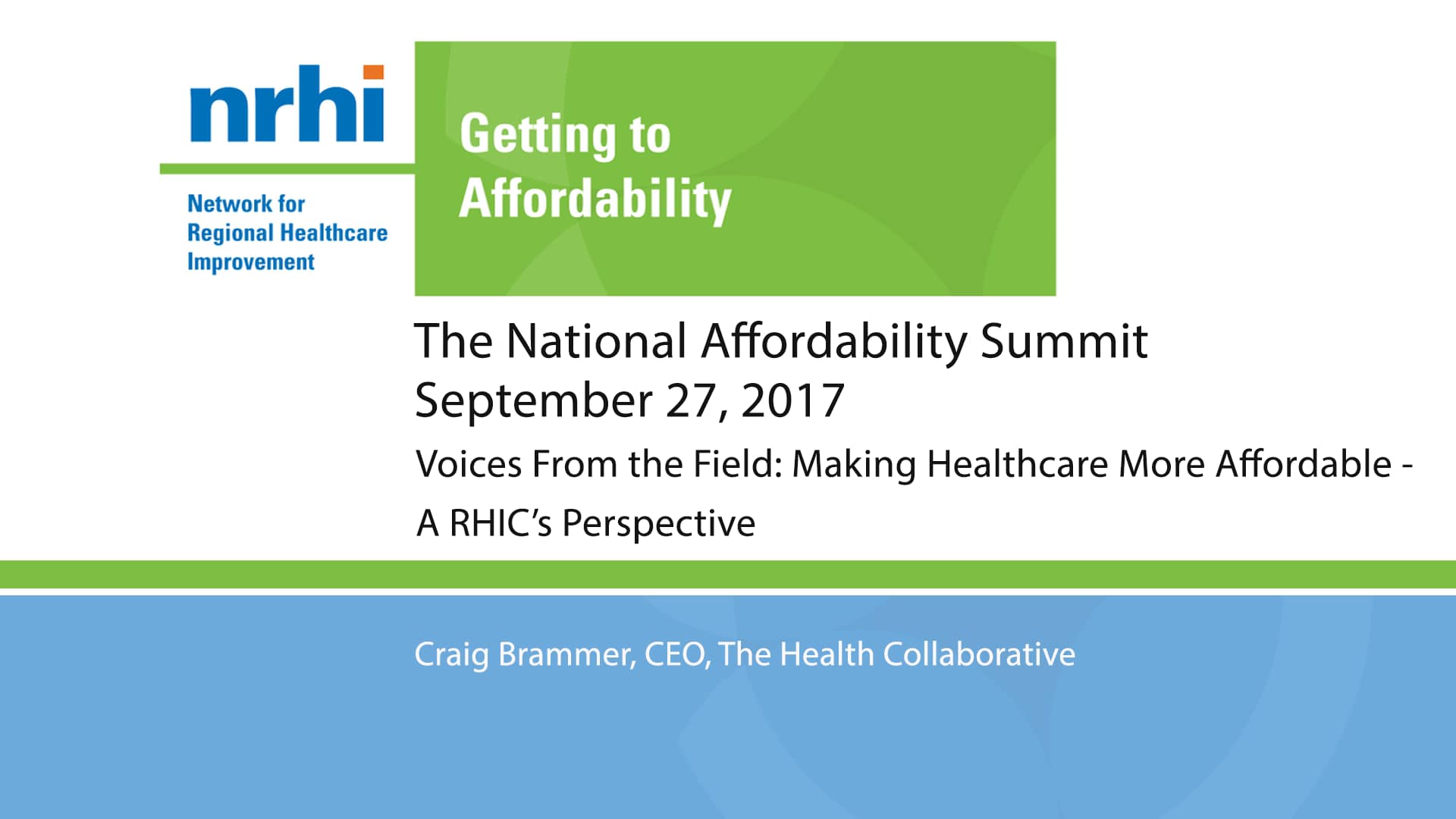 NRHI National Affordability Summit: Voices From the Field - A RHIC’s ...