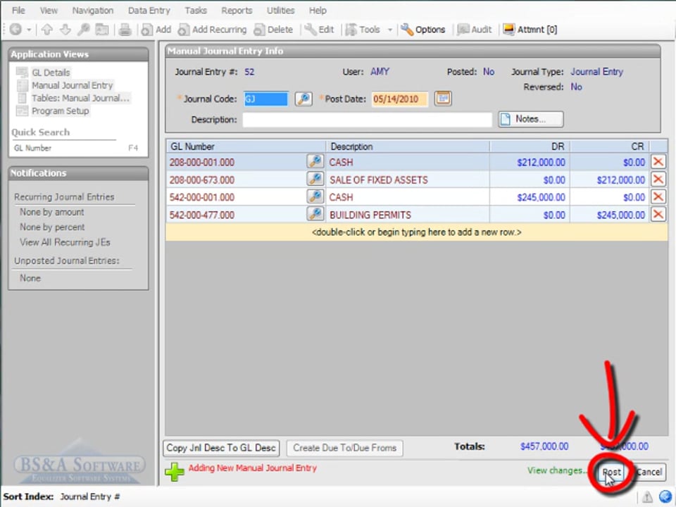 Importing Journal Entries from a Spreadsheet