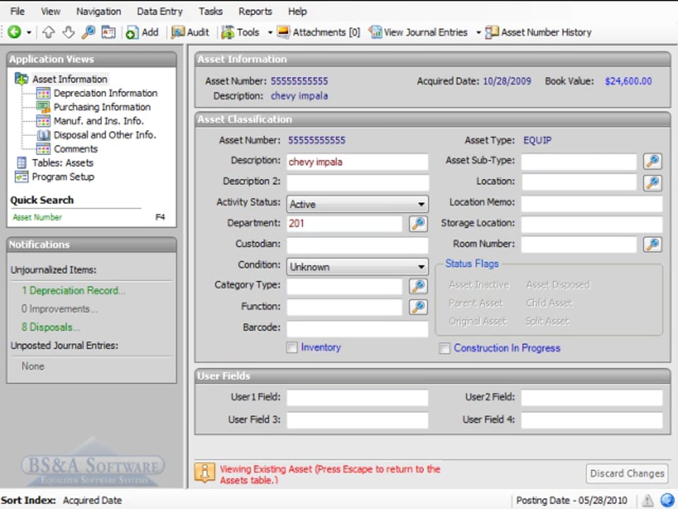 Importing assets from Purchase Order