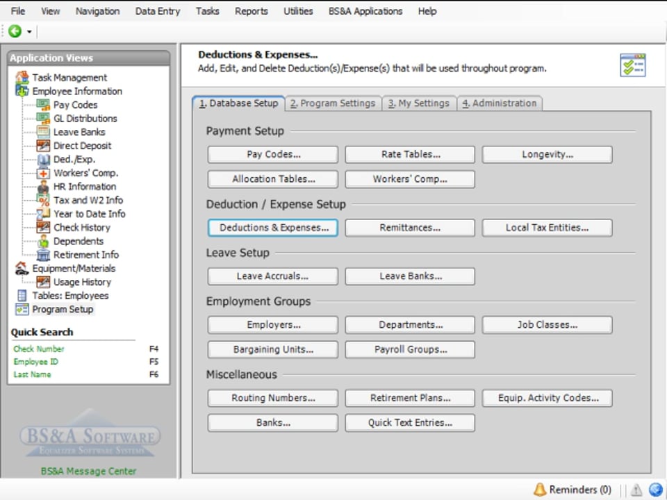 Flexible deduction setup