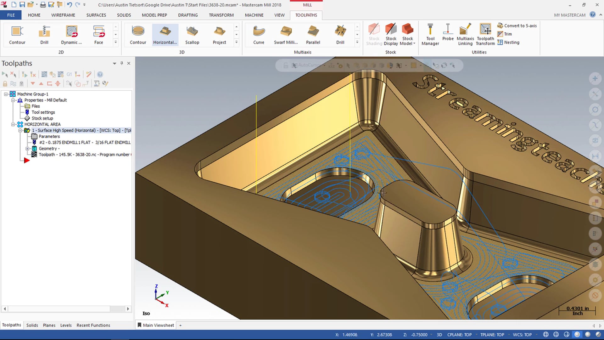 3D Mill Finishing Toolpaths