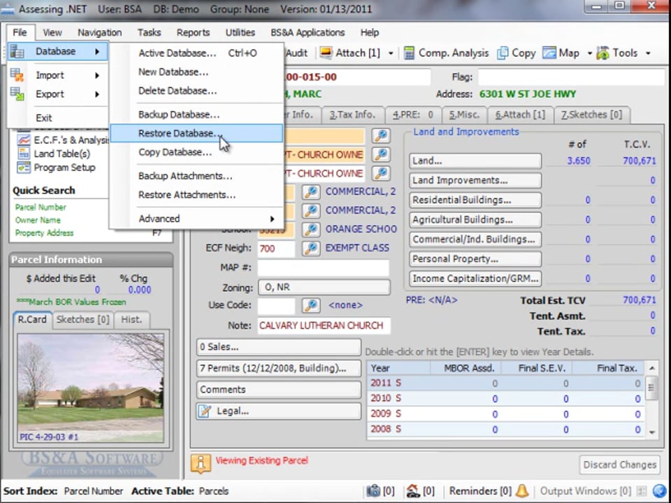 Restoring a Database