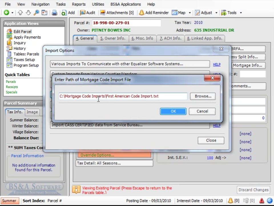 Import Mortgage Codes from a File