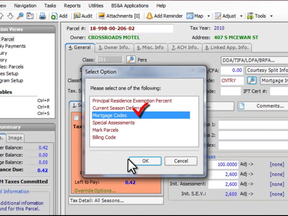 Assign Mortgage Codes Manually