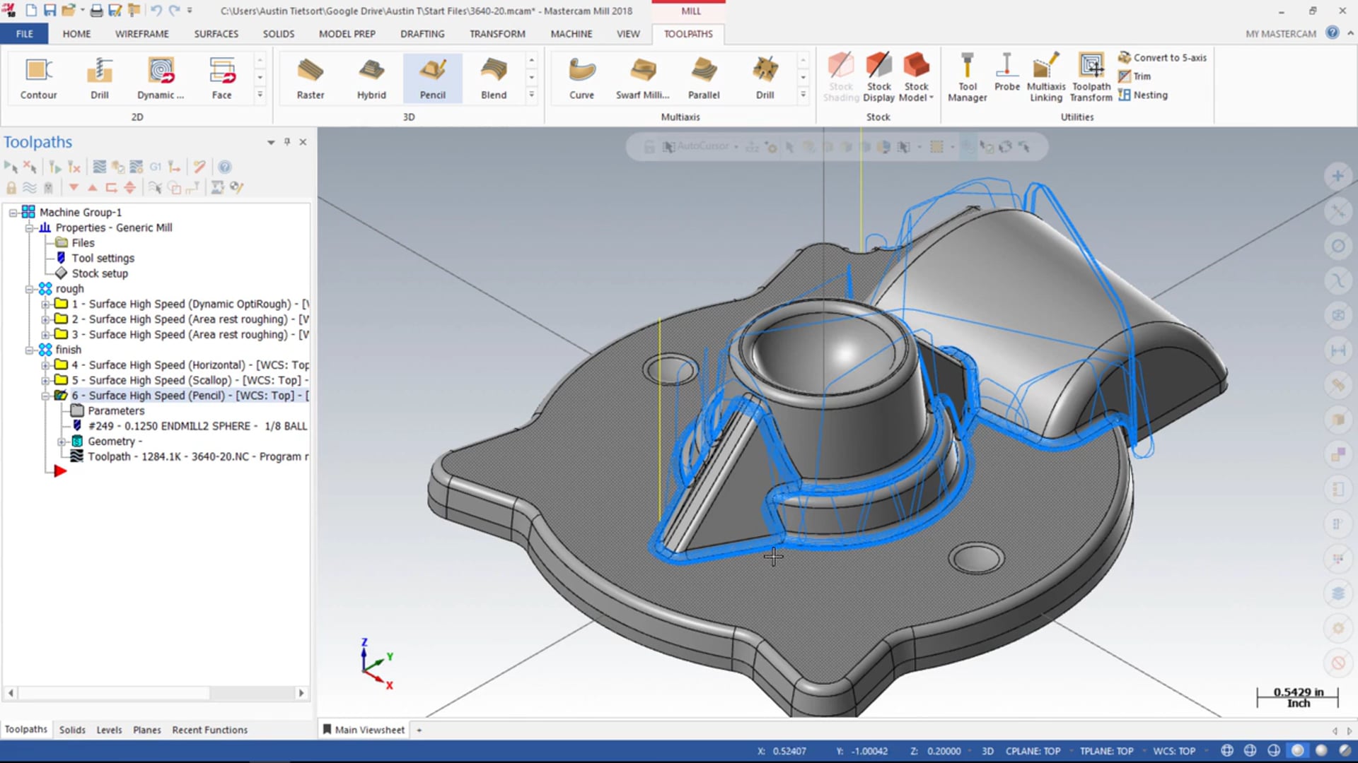 3D Mill Finishing Toolpaths