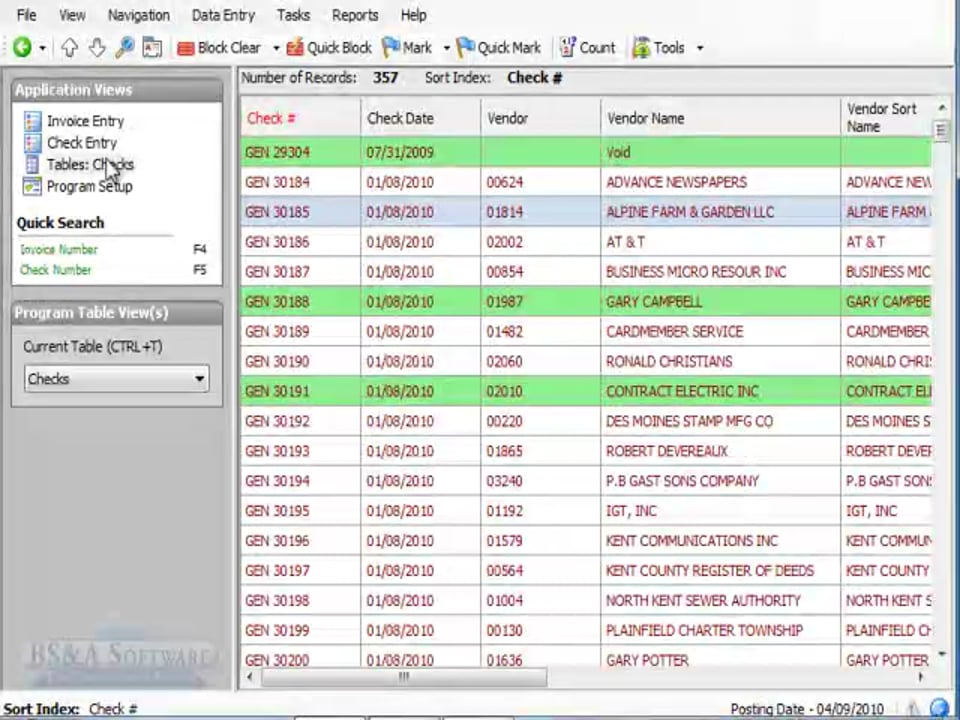 Voiding an Individual Check