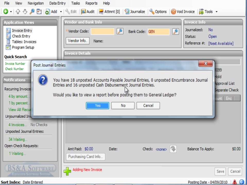 Posting Unposted Journal Entries