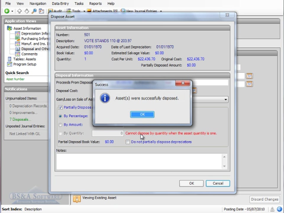 Disposing of an Asset