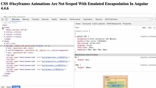 CSS @keyframes Animations Are Not Scoped With Emulated View Encapsulation  In Angular 