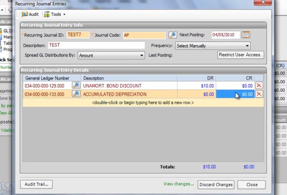 Setting Up a Recurring Journal Entry