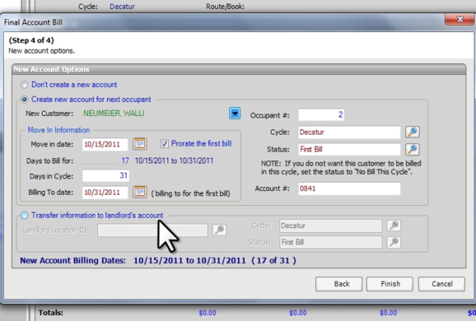 Final Bill Process Wizard