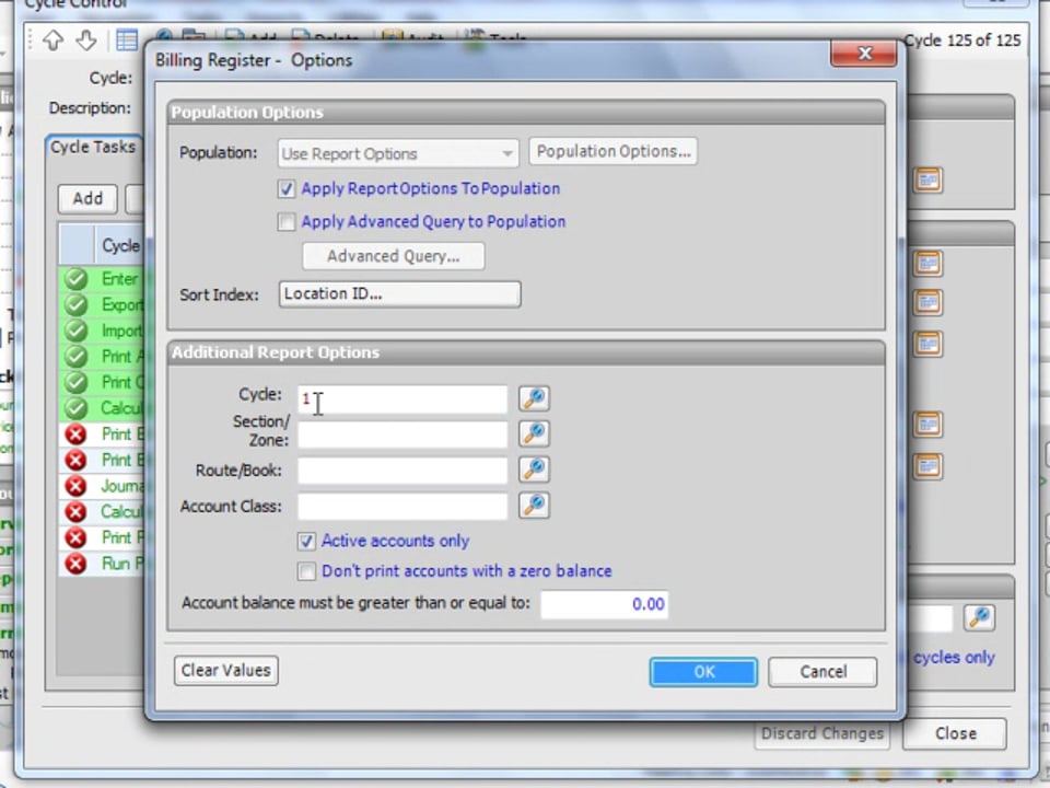 Printing or Saving a Billing Register