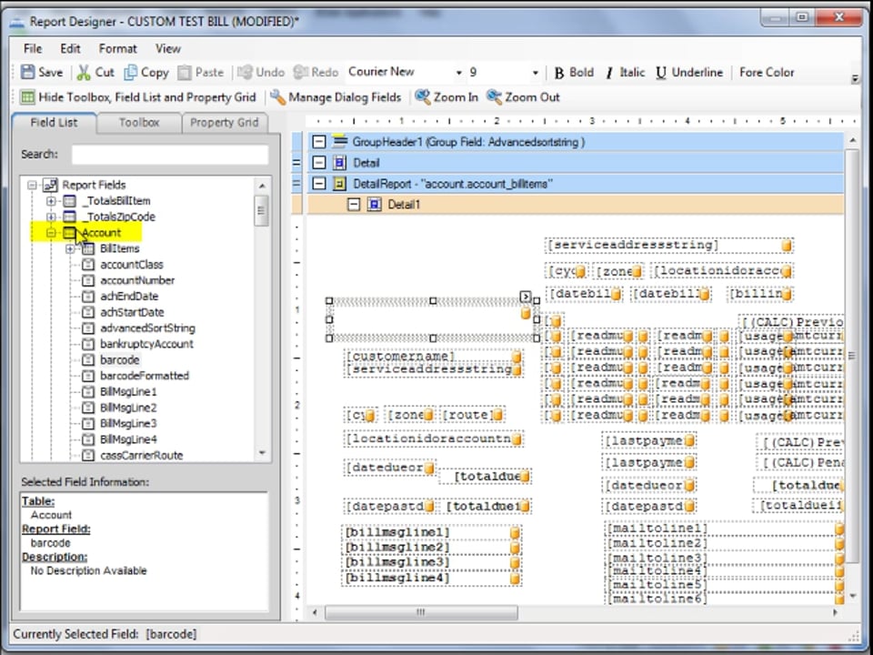 Editing Billing Barcode Format