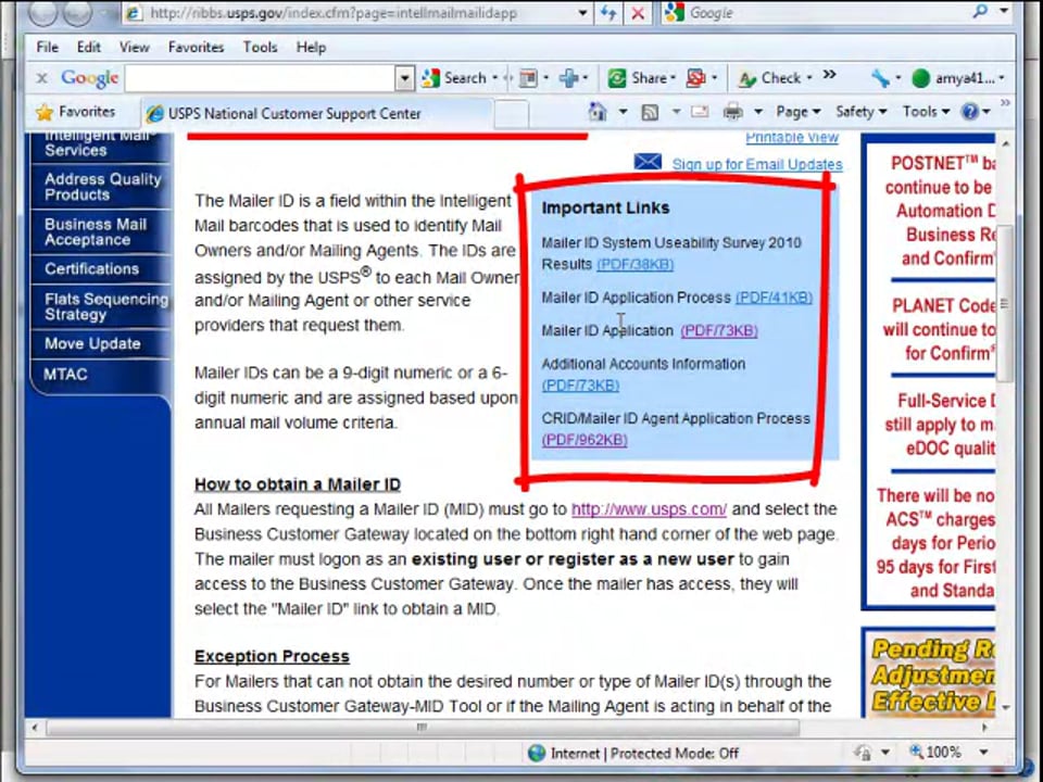 Setup for Intelligent Mail Barcoding