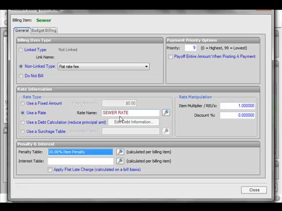 Adding a Billing Item to an Account