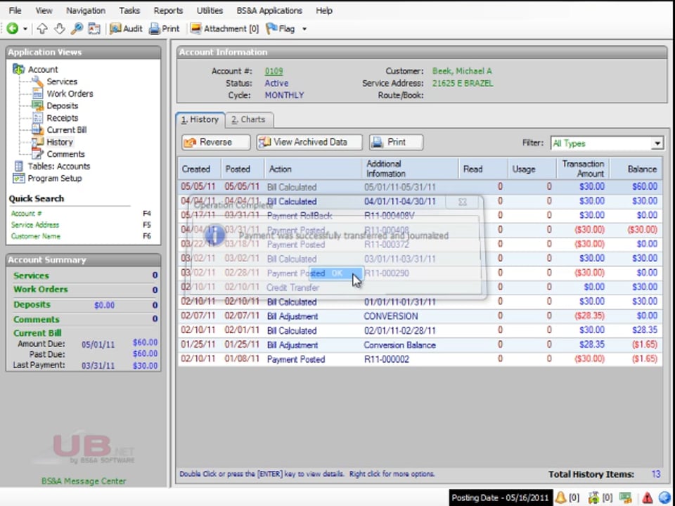 Moving or Transferring a Receipt