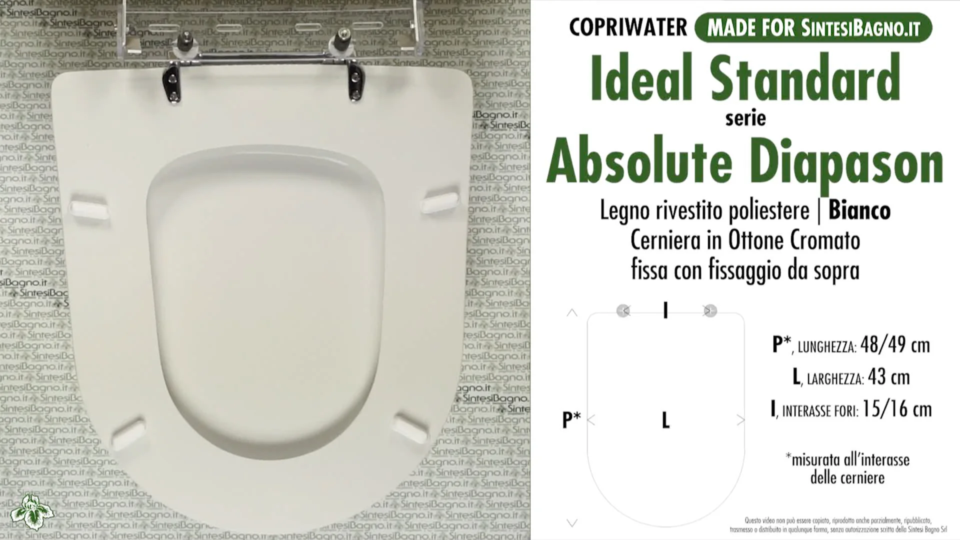 Copriwater ABSOLUTE DIAPASON IDEAL STANDARD. Ricambio DEDICATO on