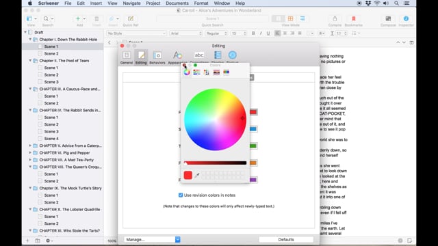 Customising Scrivener