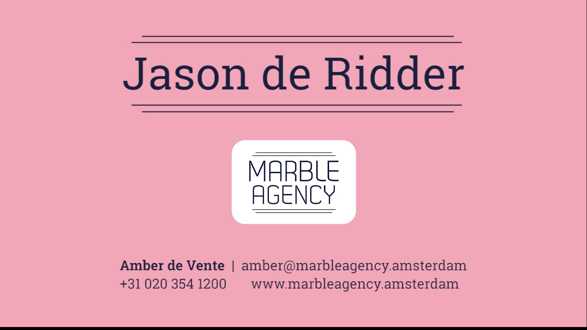 Showreel Jason de Ridder - 2019