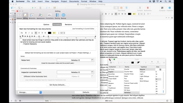 Changing the Default Formatting for New Documents