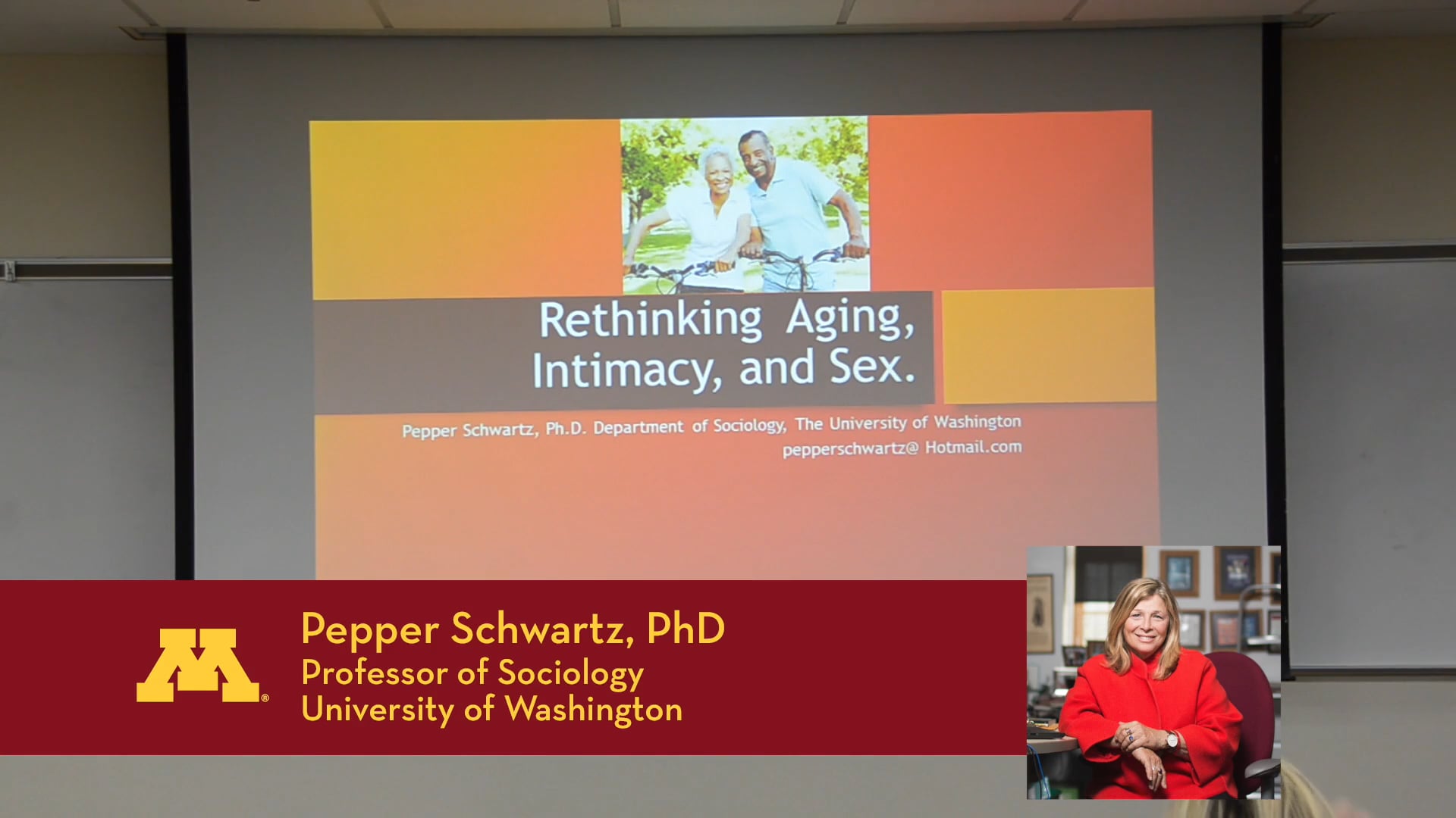 Guest Lecturer Pepper Schwartz, PhD presents: Rethinking Aging, Intimacy,  and Sex